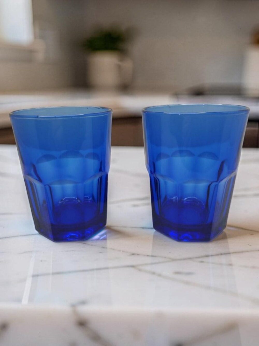 vintage set of crisa boston cobalt blue 8oz glass tumblers
